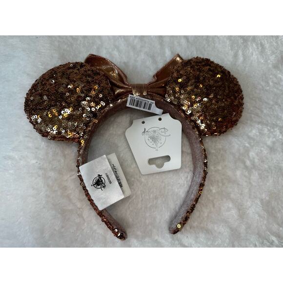 Disney Parks Ears ROSE GOLD Minnie Mouse Sequin Bow & Ears Headband NEW W TAGS - Picture 3 of 3